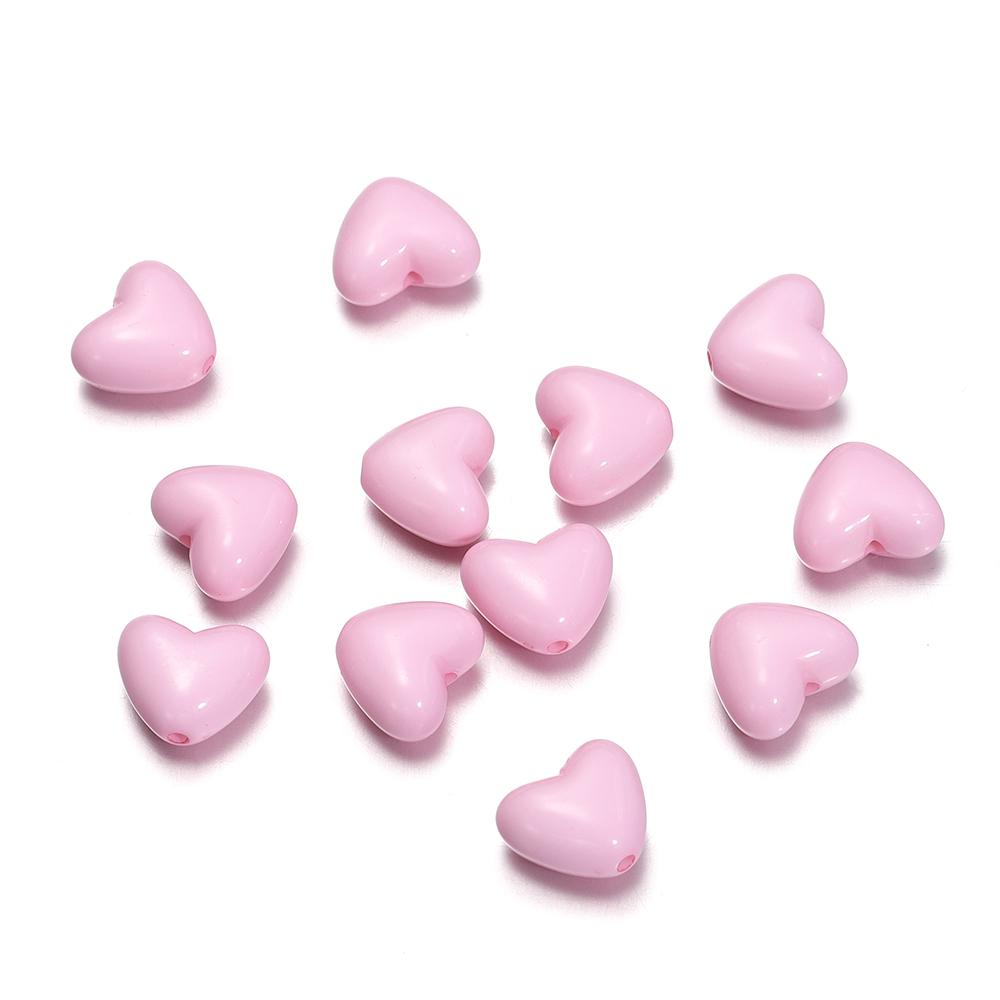 50pcs/Lot Heart Shape Acrylic Loose Spacer Beads for DIY Bracelet Necklace Jewelry Making Accessories Supplies Wholesale
