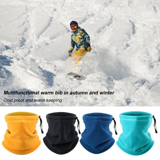 Soft Neck Warmer Gaiter Solid Color Drawstring Design Fleece Neck Gear for Cycling