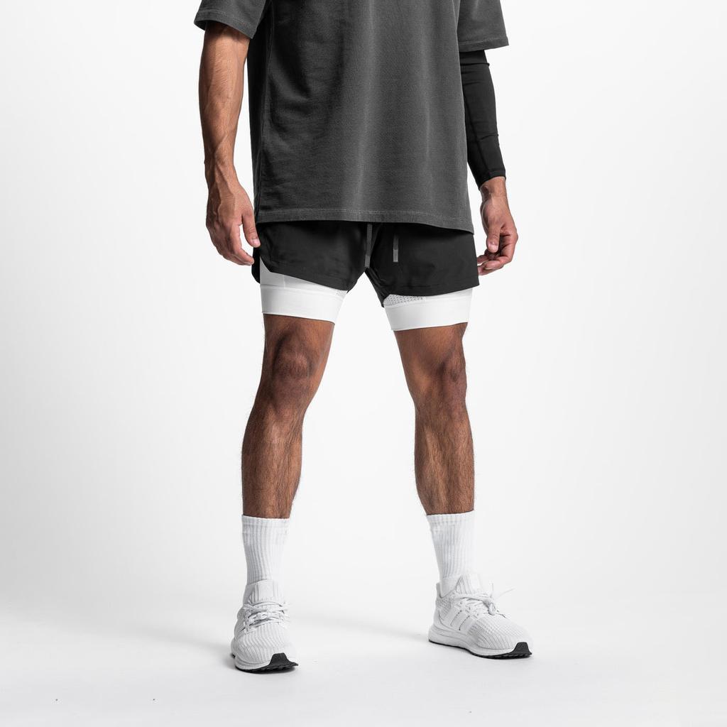 Crazy Muscle Men's Sports and Leisure Shorts Double Layered Marathon Basketball Fitness Quick Drying Shorts