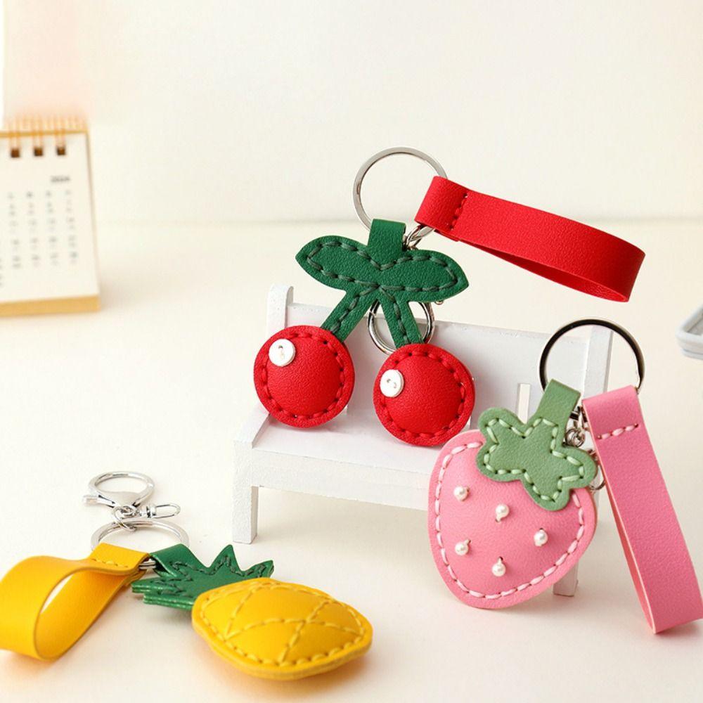

Cute Leather Keychain Strawberry Bag Pendant Mini Fruit Pendant Car Accessory Style10