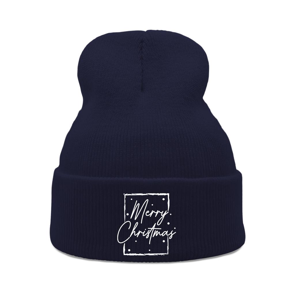 Merry Christmas Print Unisex Winter Hats Knitted Cap Beanie Caps For Man Sporting Cozy Beanie Ideal Choice For Daily Wear