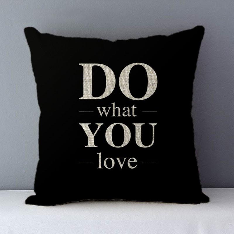 Quality Home Decorative Pillow Cover 45x45cm Cotton Linen Couch Cushion Cover, DO What You Love Printed Creative Phrase QX-D5