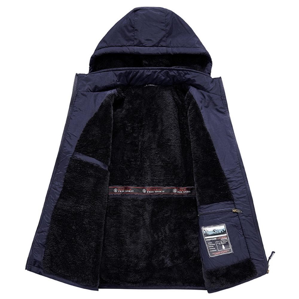 Vinter Herr Utomhus Vindtät Kappa Fleece Varm Jacka Herr Avtagbar Huva Vattentät Vandring Fiskejacka Kappa Herrkläder