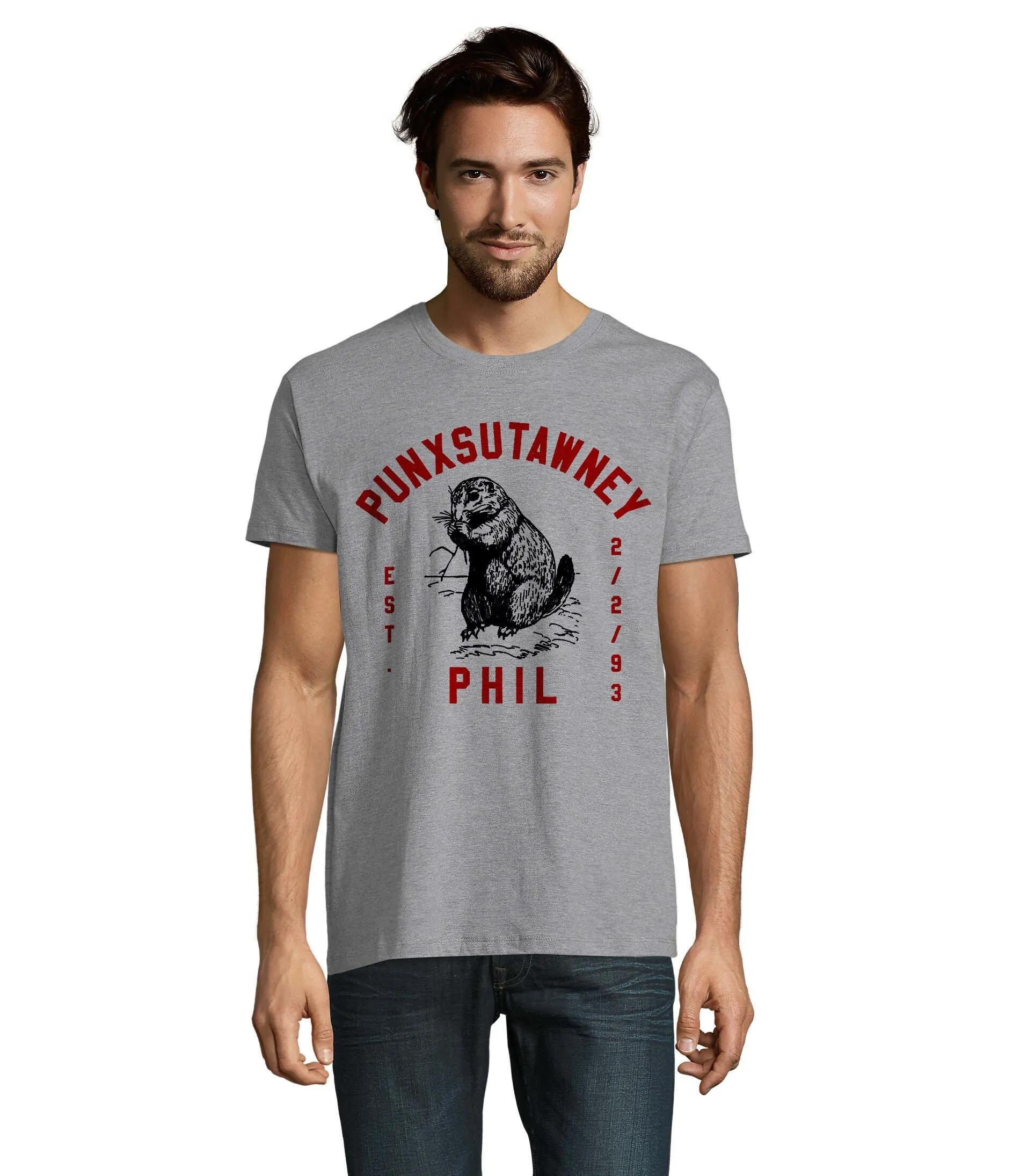 

Groundhog Day Punxsutawney Phil Men S Cotton T Shirt 5XL різнокольоровий