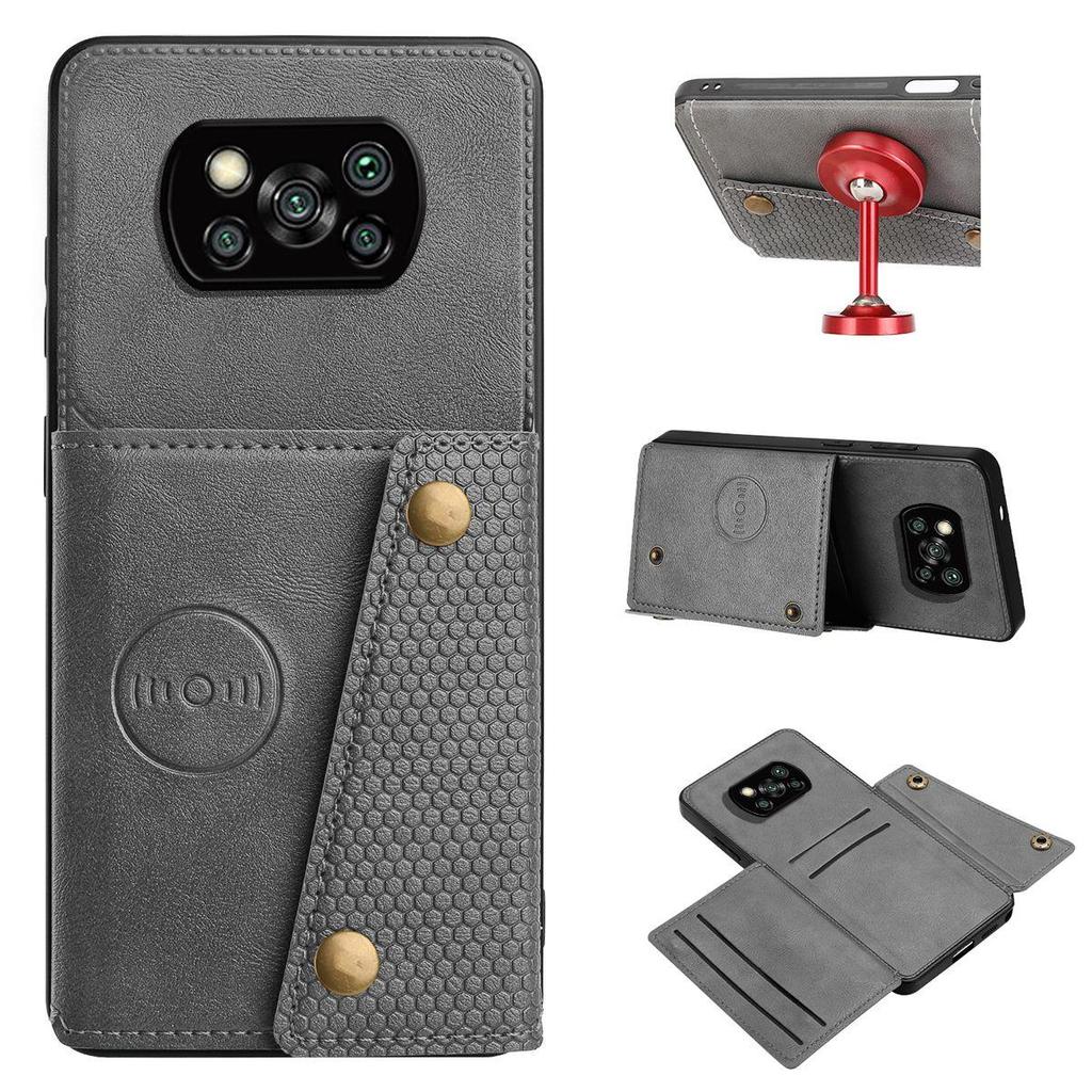 PU Leather Wallet Phone Case for Xiaomi POCO X3 Pro,X3 NFC Multiple Card Slots Dual Metal Button Closure Shockproof Full‑Body Protective Cover