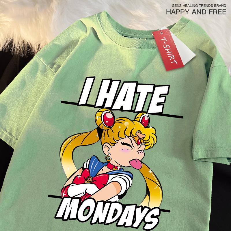 

Sailor Moon S Tongue Sticking Out Is Funny T Shirts Women Shoulder Drop Leisure T Shirt Cotton T-Shirts Youth Holiday Tops S