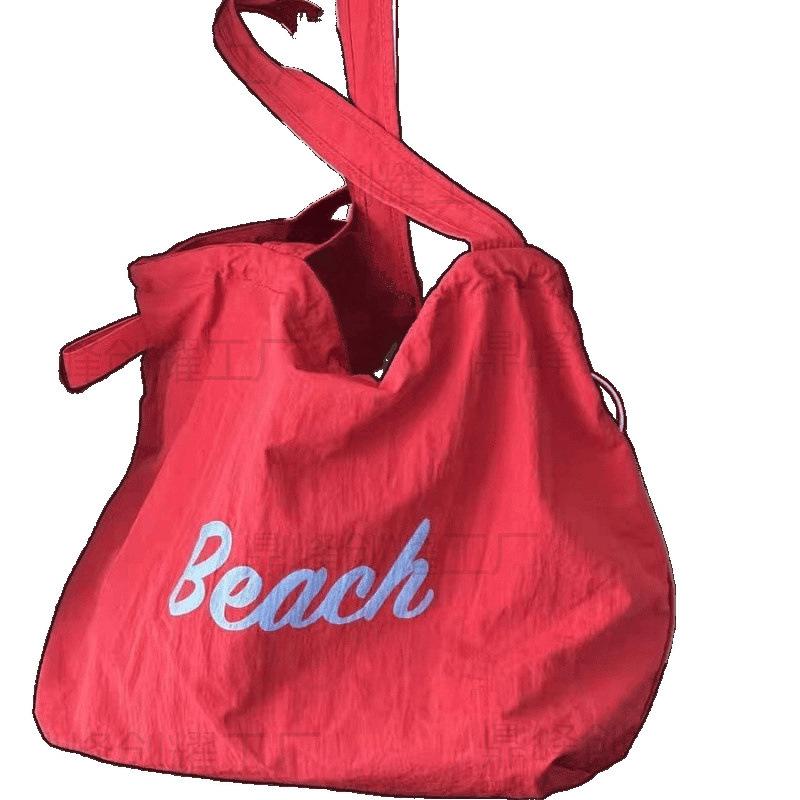 Korean-Style Canvas Tote: 2024 Large-Capacity, Single-Shoulder Drawstring Bag