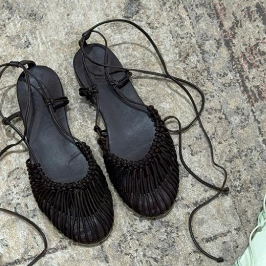 Sheepskin version~ niche hand-woven retro bag head sandals women's summer flat bottom anklet straps genuine leather Roman women's shoes