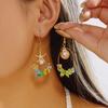 Vintage Asymmetrical Starfish Shell Pendant Earrings For Women Bohemian Irregular Stone Dripping Oil Metal Earring Beach Jewelry