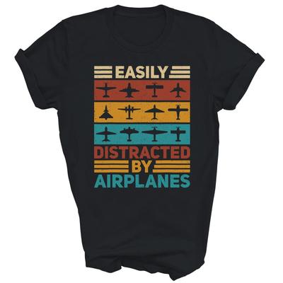 Easily Distracted By Airplanes Pilot Unisex Shirt Gift