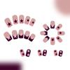 Unghie Finte a Pressione a Forma di Bara French Tip Unghie Finte Colla su Unghia Design a Stella Unghie Finte Unghie Artificiali