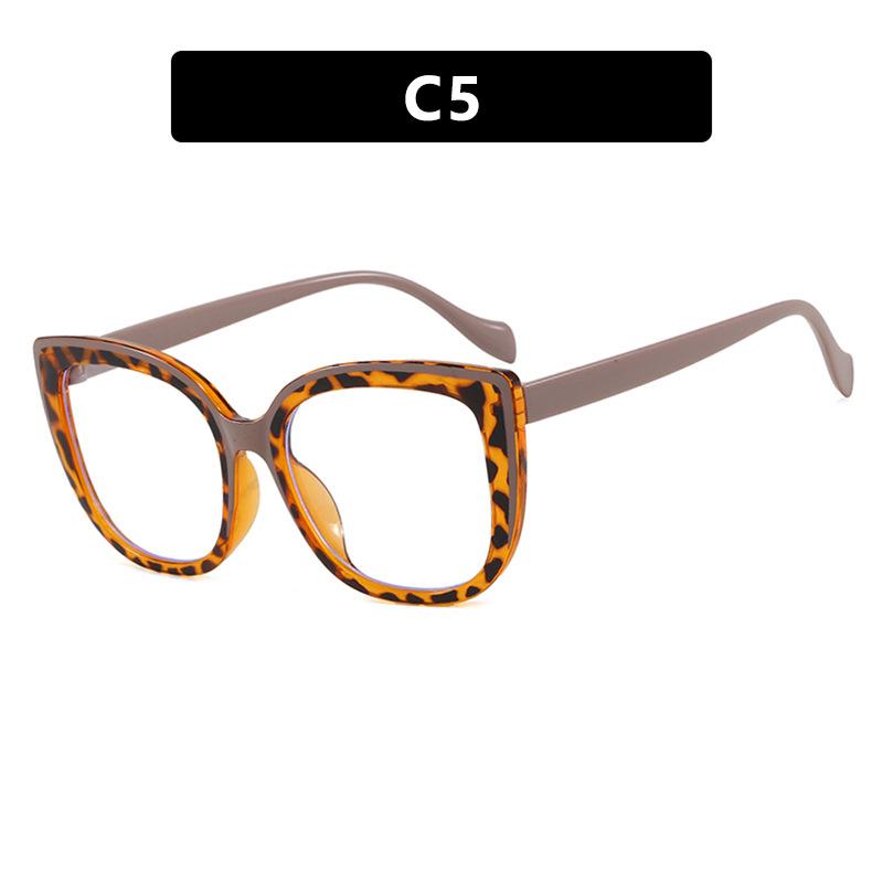 European and American color matching square large frame cat eye anti-blue light glasses frame plain retro glasses frame Internet celebrity fashion