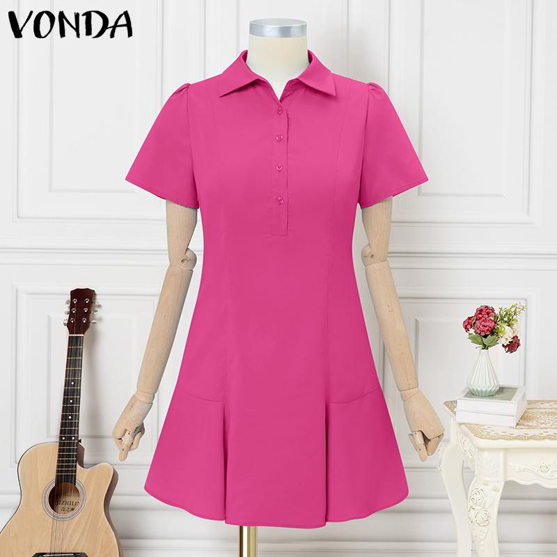 

VONDA Элегантное женское платье с лацканами, без рукавов, однотонное, приталенное, с оборками 5XL темно-розовый