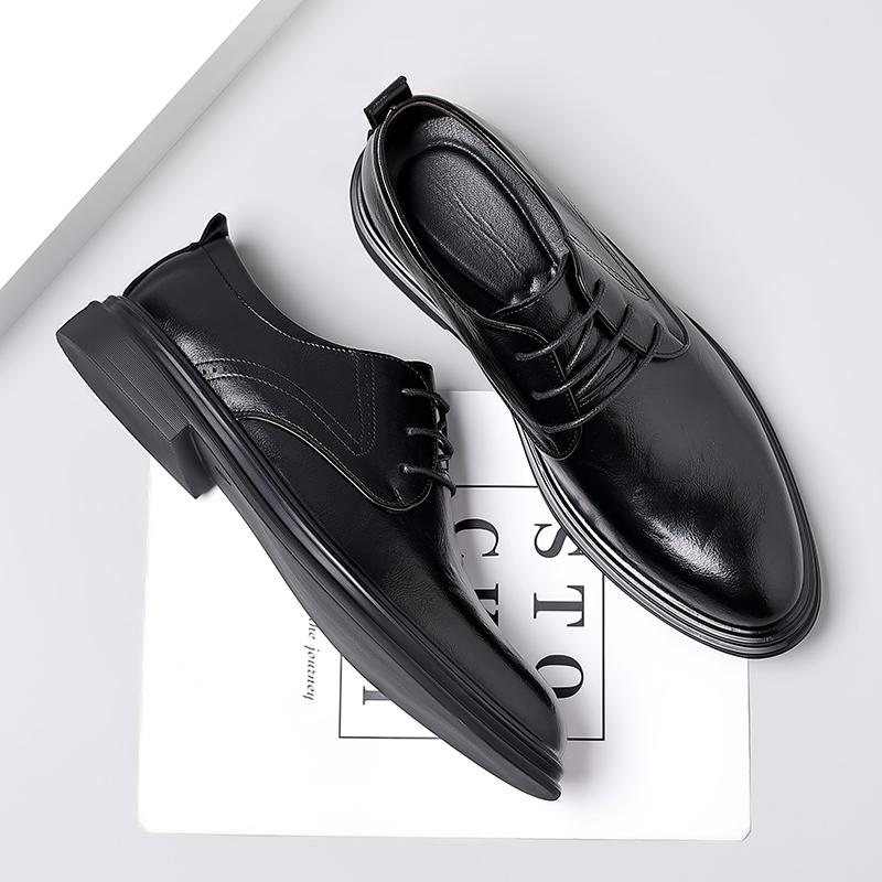 Men's Genuine Leather Shoes Brand Men's Business Shoes Conference Banquet Dress Shoes Pointed Men's English Style Casual Shoes