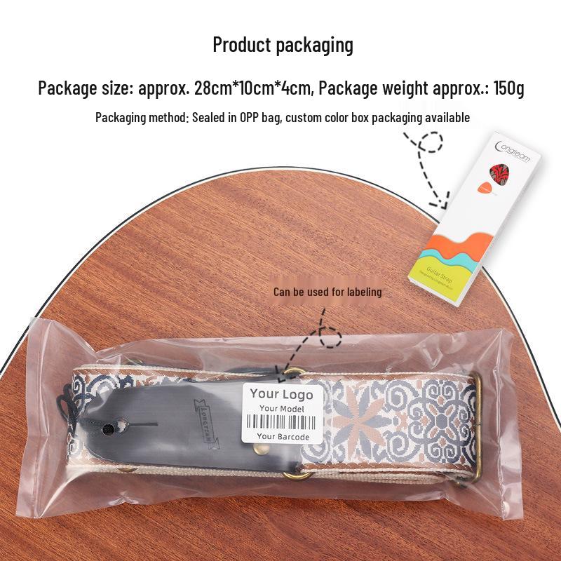 Creative Embroidery Non-slip Guitar Strap with Picks for Electric & Acoustic Guitars