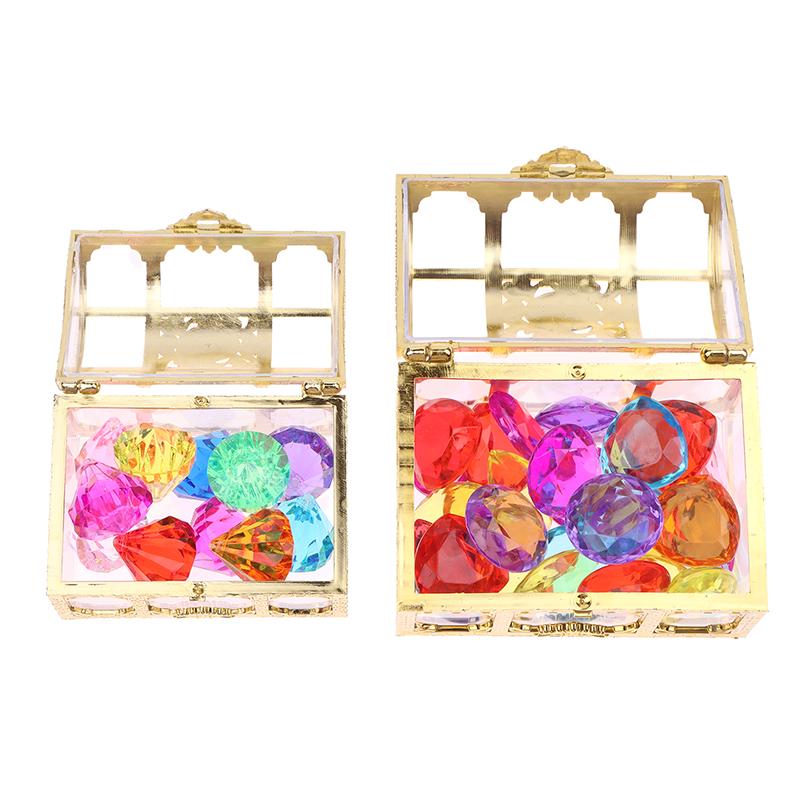 1 Set Child Diy Accessories  Box Treasure Kids Toys Acrylic Colorful Diamond Gems Plastic Large Jewels