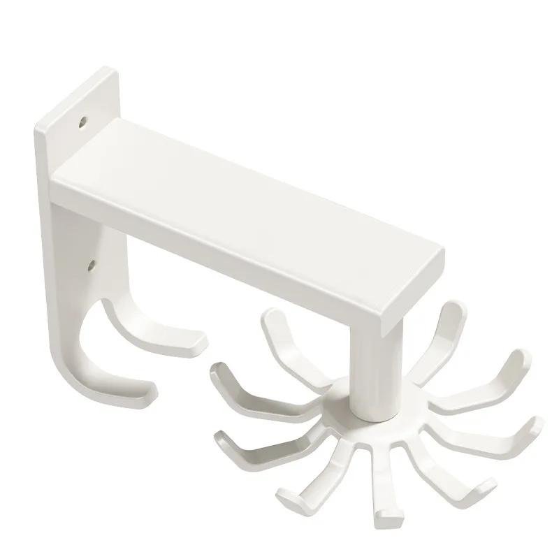 Skimmer 360° Swivel Wall Mounted Rack With Hook Utensil Holder Spatula Cutting Board Storage Rotating Shelf For Kitchen Supplies