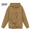 Entspannter Pullover Damen Haustier-Tasche Hoodie, Übergroßes Kapuzensweatshirt mit Kängurutasche, Katzenliebhaber Hoodie Hundetrage Top für Herbst Winter Lang