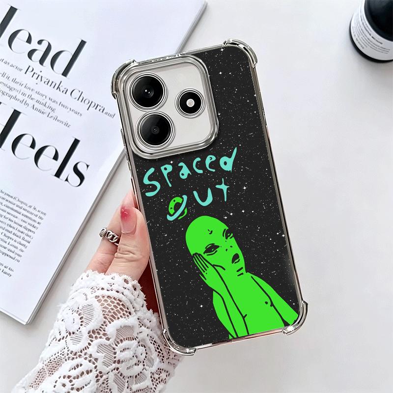 Funny Space UFO Alien Thing Soft Phone Case For Xiaomi Redmi Note 14 15 Pro Plus 13 12 11S 11T 5G 10 9S 9 Plating Anti-Fall Fund