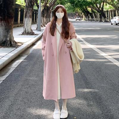 Woolen Coat Women's Medium and Long Autumn and Winter Korean Thickened Coat