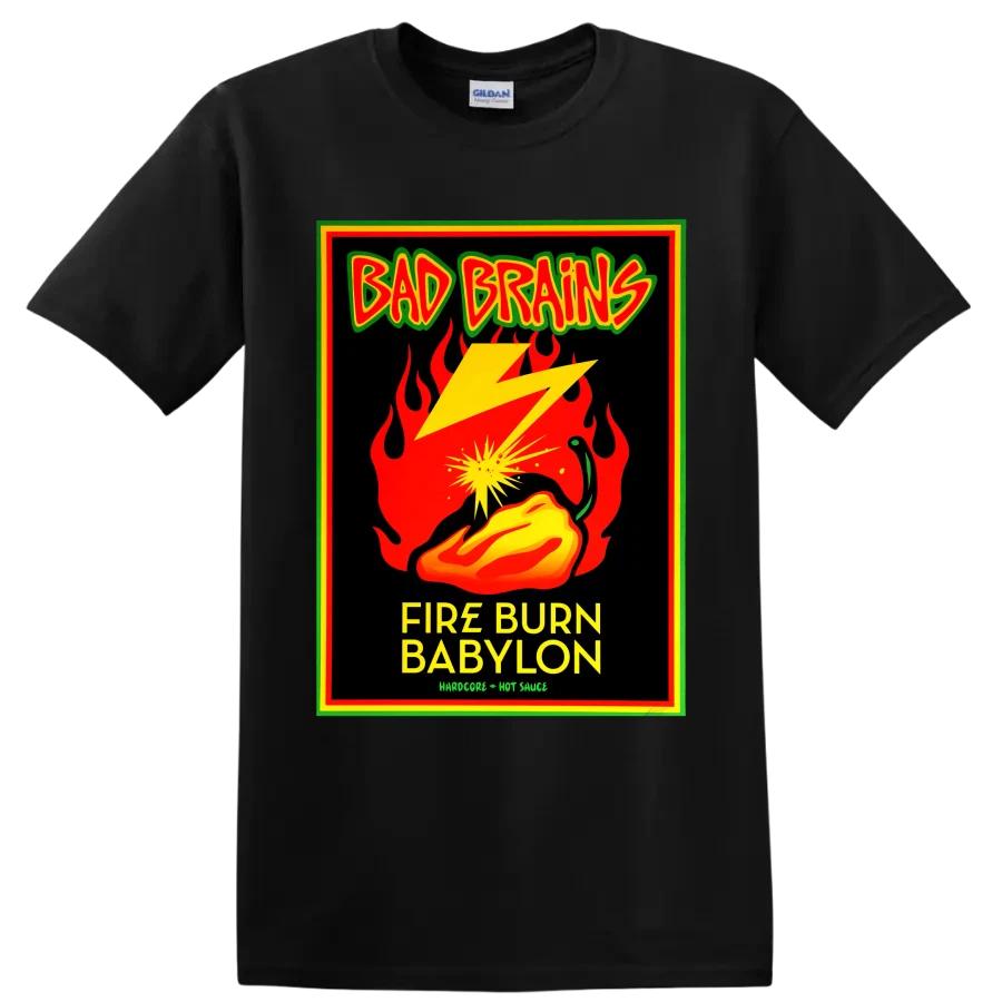 Bad Brains Punk Rock Band Hot Sauce Fire Burn Babylon Vintage Music Graphic T