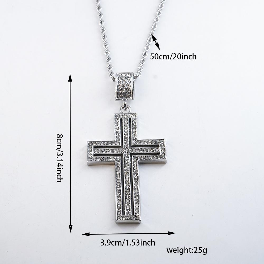 Full Diamond Cross Pendant Internet Celebrity Jewelry European and American Street Rap Personalized Male Female Universal Cross
