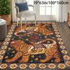 Bohemian Tiger Design Area Mat Non Slip Machine Washable Soft Velvet Vibrant Animal Floral Patterns Living Room Bedroom Dining