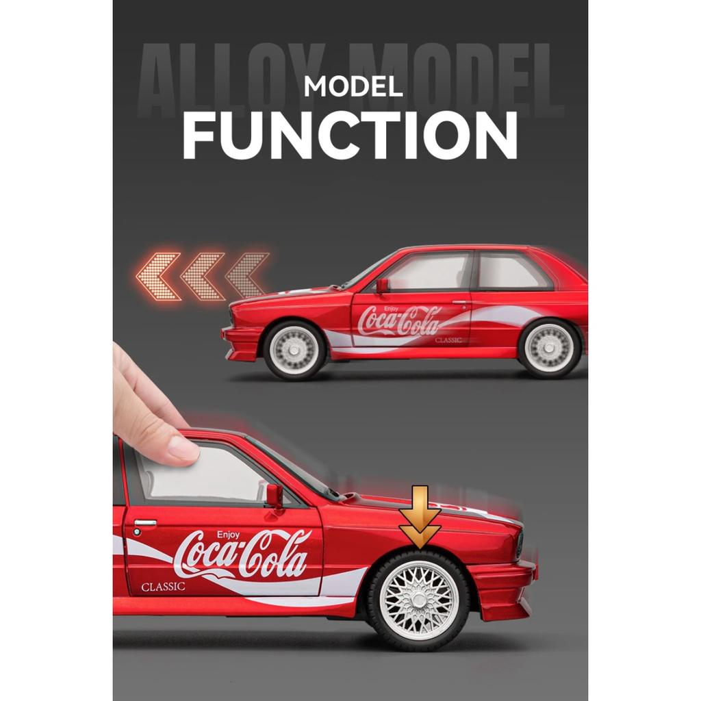 1/24 BMW M3 Coca Cola Supercoche Modelo Fundición Aleación Coche Coleccionables Hobby Miniauto Vehículo Alta Simulación Adorno Cumpleaños Niño
