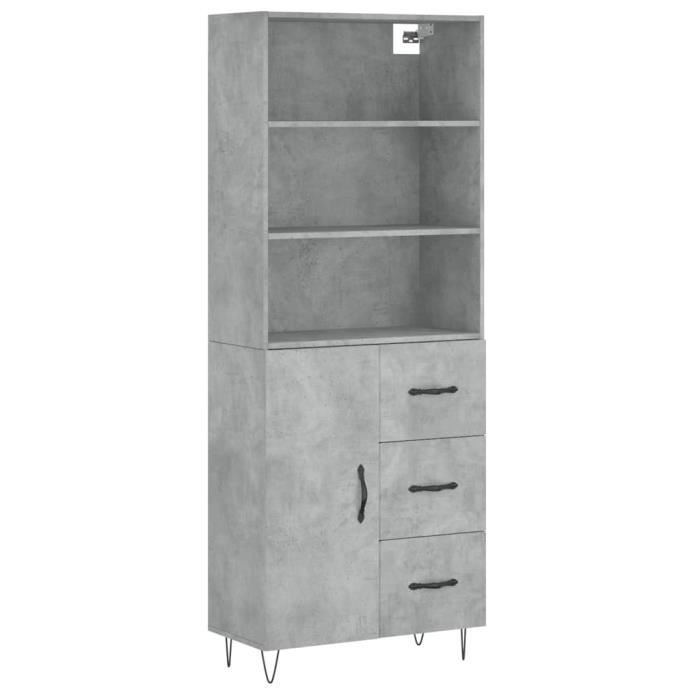 VidaXL Highboard Concrete Grey 69.5x34x180 Cm Engineered Wood 3189441