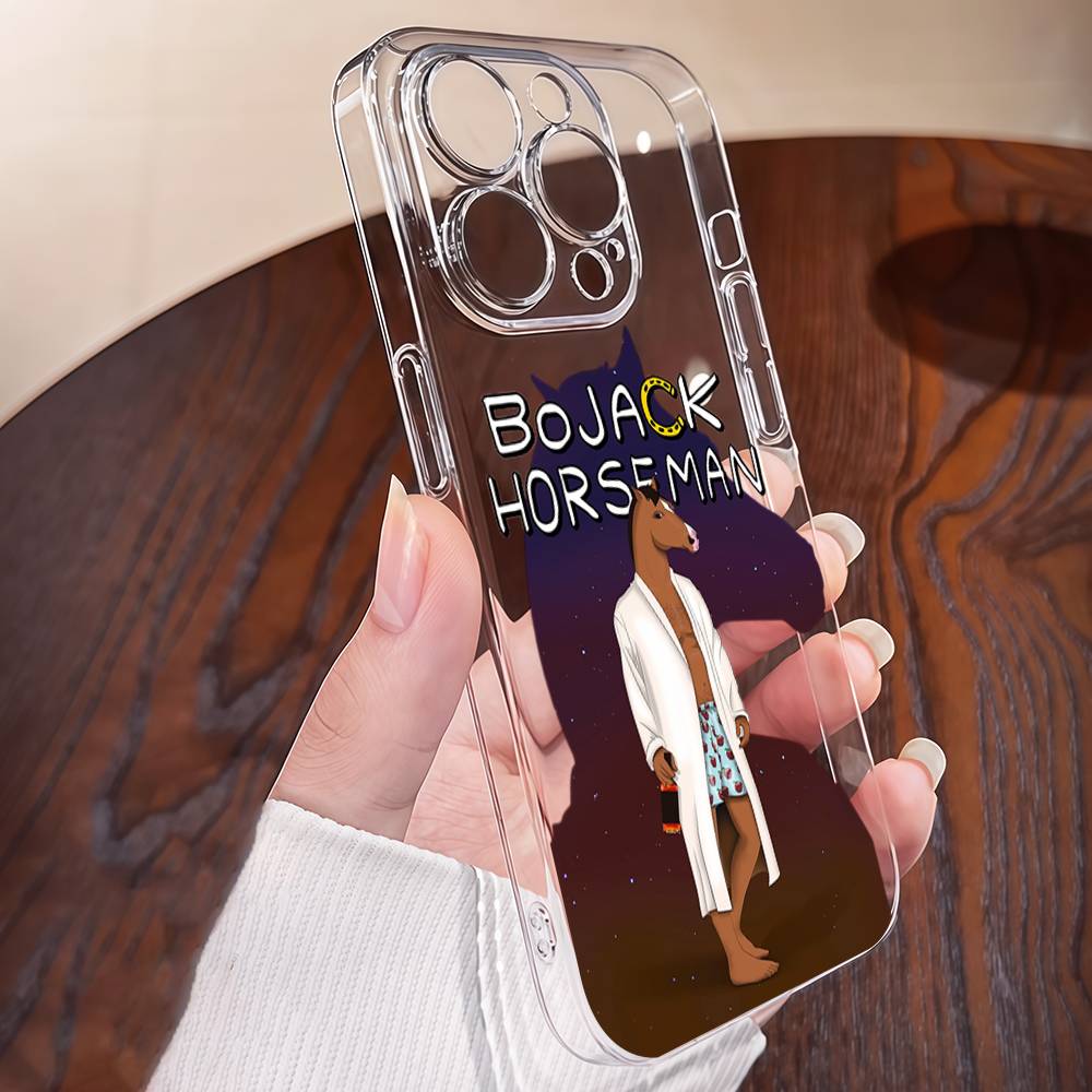 

B-BoJack Cartoon Horseman Transparent TPU Case For IPhone 17 16 15 14 13 12 11 Pro Max Plus Mini Soft Shell iPhone 14 pro