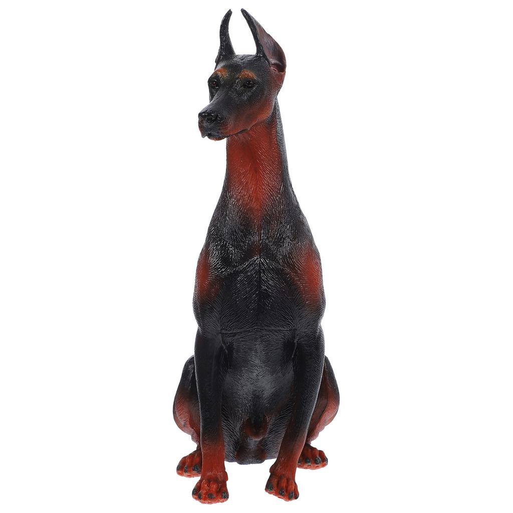 Realistic Simulation Doberman Dog Ornament Plastic Animal Decoration for Kids Room Nursery Home Desktop Vivid Lifelike Animal