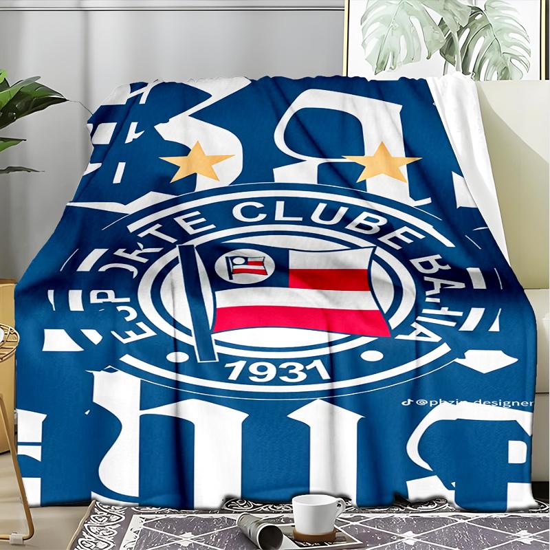 1PC Esporte Clube Bahia Design Printed Soft Flannel Blanket Throw for Adult Bedroom Living Room Sofa Camping Travel Fan gifts Christmas Gifts