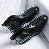 Men's Carved Leather Chelsea Winter Boots: Pointed British Style Martin Boots