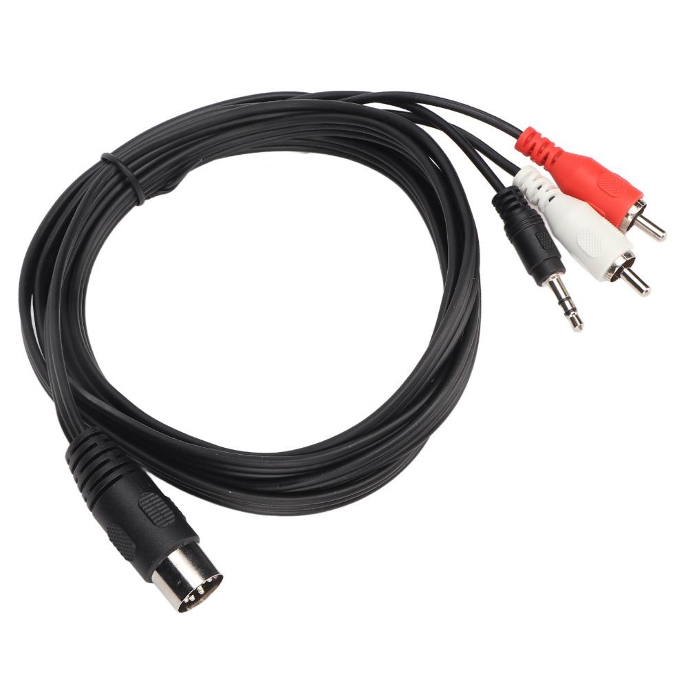 Male to Male DIN 8Pin to 3.5mm + 2RCA Cable Plug and Play Audio Connection Cable  Subwoofer Speaker