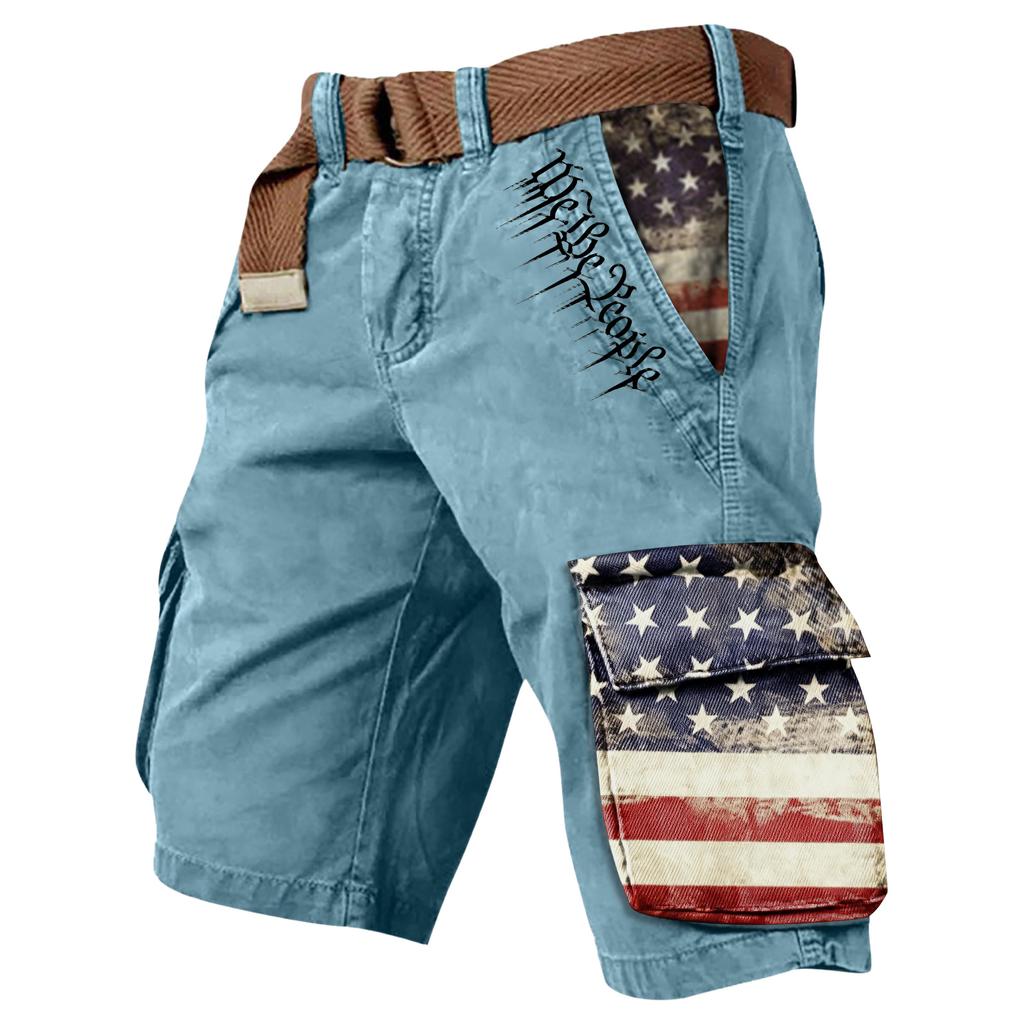 Men's Summer Printed Outdoor Shorts Men's Loose Multi-Pocket Shorts