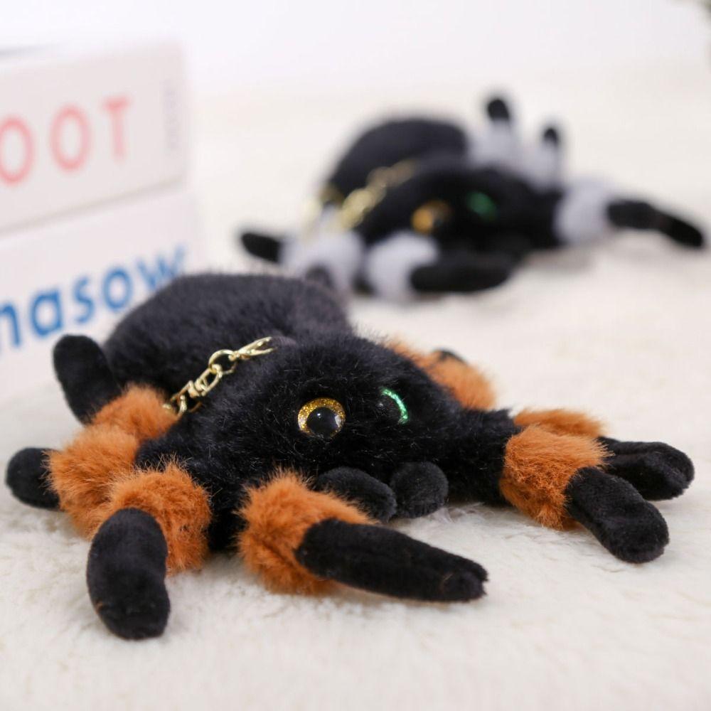 Simulation Colored Eye Spider Plush Pendant Fluffy Spider Plush Keychain Birthday Parties