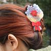 Acetic Acid Flower Hair Clip Vintage Rhinestone Crab Clip Acetate Bouquet Hair Claw  Holiday