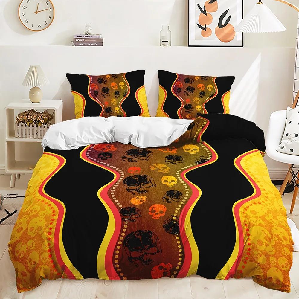 Comforter Rose And Skulls Bedding Set For Kids All Season Twin Full Queen King Size Bed Set Bedroom s Red