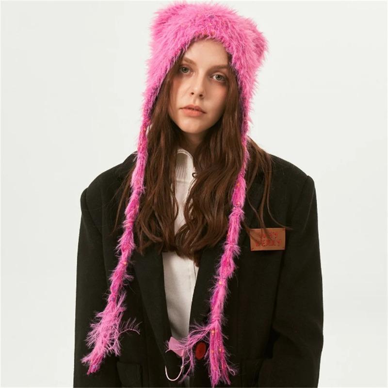 Long Strap Knitted Cap Autumn Winter Street Hip-hop All-match Ear Protection Hats Cool Personality Japanese Niche Beanie Hat