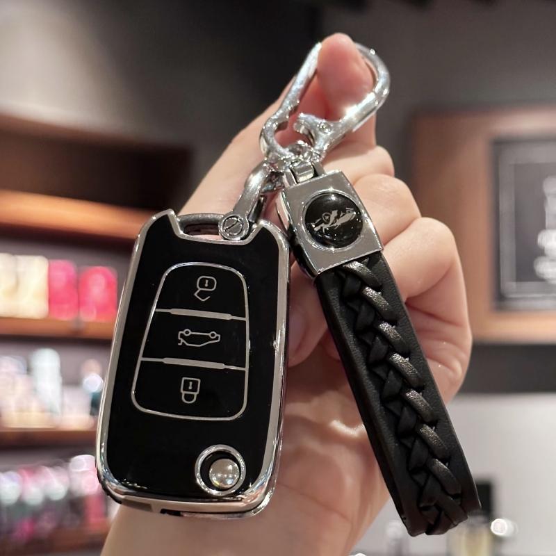 Kryt pouzdra na klíč od auta Držák na klíče s koženou klíčenkou Šňůrka pro Hyundai i10 i20 ix20 i30 ix35 pro Kia Ceed Soul Sportage Venga