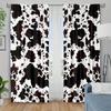 2 Piece Black and White Cow Print Curtains - Machine Washable Polyester for Bedroom   Living Room or Kitchen Decoration