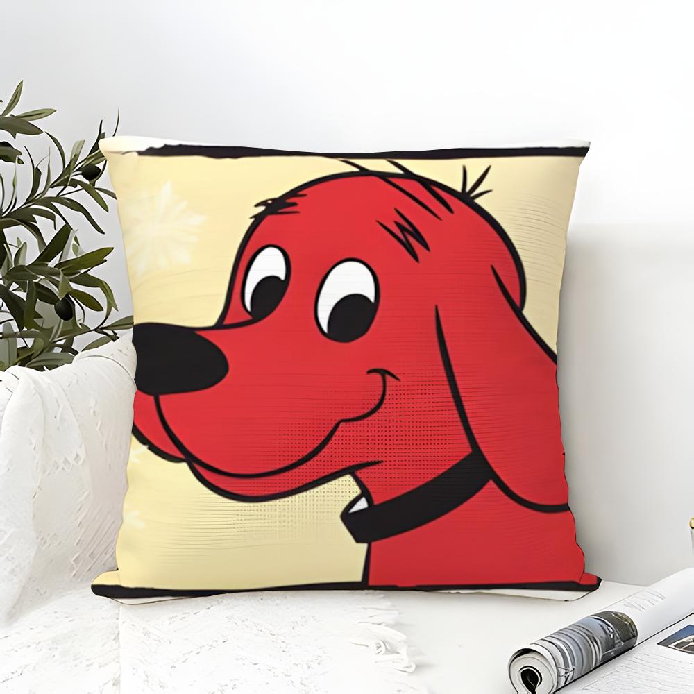 Kissenbezug Baumwolle Leinen Stoff Quadratisch Reißverschluss Kissenbezug Heim Dekoration Wohnzimmer Comic Cartoon C-Clifford Der Große Rote Hund 2