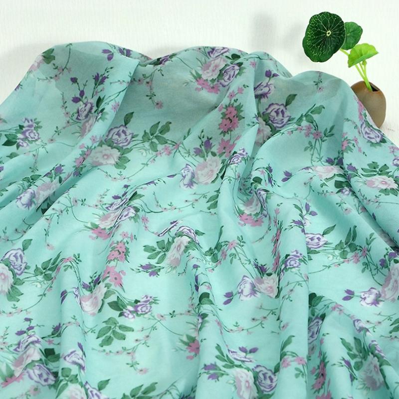 100x150cm 30D Printed Chiffon Ink Chinese Style Fabric Transparent for Sewing Skirt Gauze Scarf Clothing Fabric