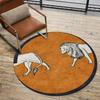 Lion Elephant Round Carpet Home Sofa Coffee Table Area Rugs Non Slip Floor Mat for Living Room Kitchen Bedroom Decor Washable