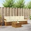 Outdoor Sofa Set 5 pcs Natural and Cream Solid Acacia Wood