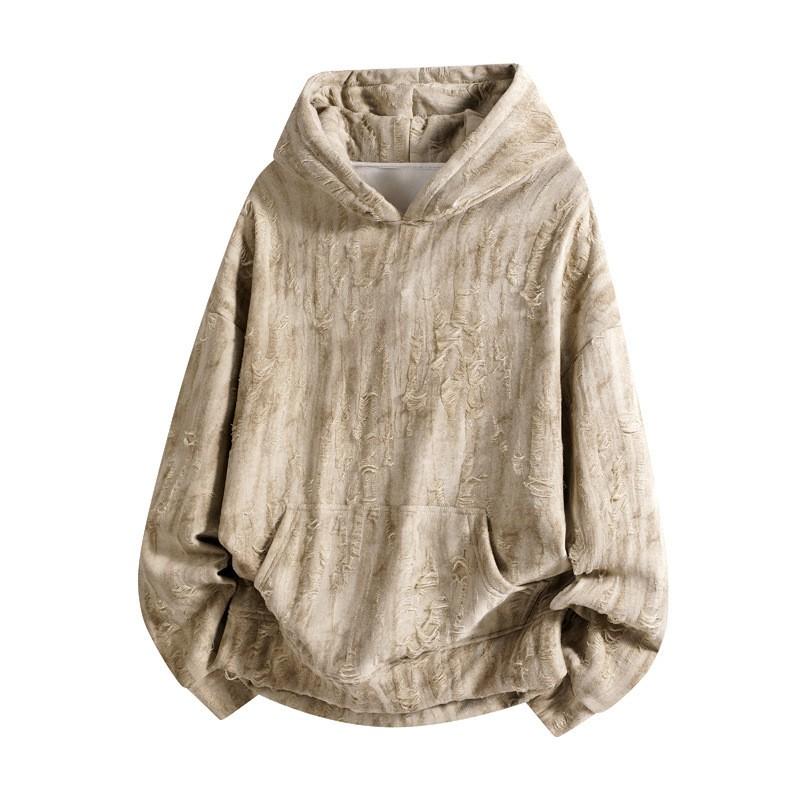 Vintage Tie Dye Hooded Sweatshirt Men Loose Fit Casual Streetwear