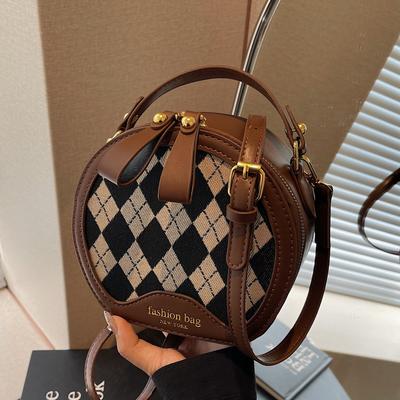 Premium Sense Retro Diamanttasche Mode Handtrage Runde Kuchen-Tasche Französische Nische Messenger Kleine Runde Tasche Frau