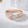 Anelli Lussuosi Lucidi in Zircone Naturale per Donna Colore Oro Rosa Incastonatura Mista Design Sottile Gioielli Quotidiani Sposa Matrimonio