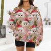 Women's Fashionable Christmas Print Long-sleeved V-neck Sweatshirt
