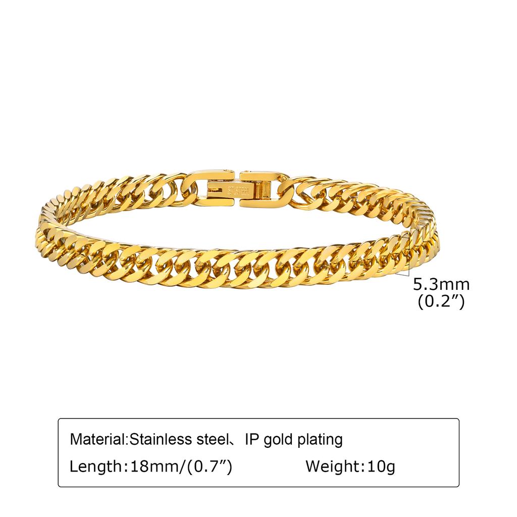 Minimalist Stackable Chain Bracelet for Women, 18K Gold Plated Stainless Steel, Waterproof Non Tarnish Dainty Jewelry Gift